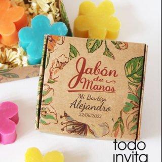 Jabón artesanal comunion bautizo en caja kraft