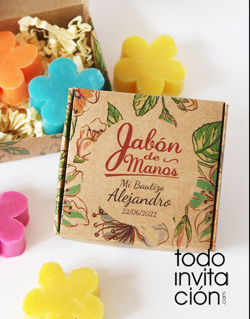 Jabón artesanal comunion bautizo en caja kraft