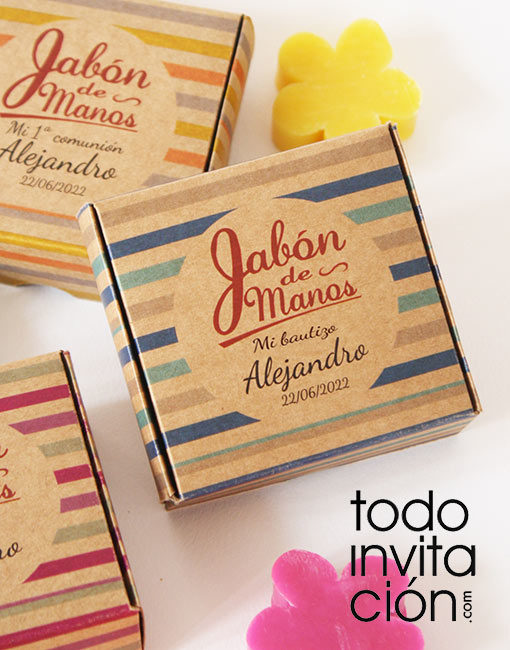 Jabón artesanal comunion bautizo en caja kraft