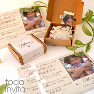 invitación original puzzle de comunión