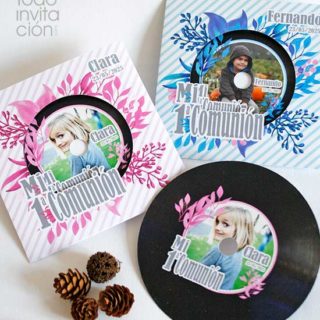 invitación disco comunión original y divertida