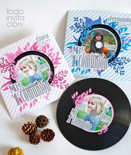 invitación disco comunión original y divertida