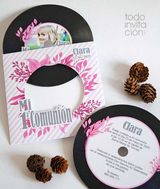 invitación disco comunión original y divertida