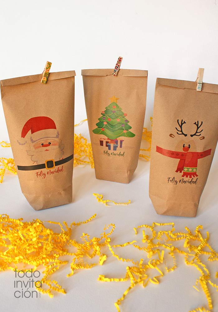 ▷BOLSA "SURTIDO NAVIDAD 2" (12x24 cm) - pack 5 unid. invitaciones y detalles diferentes