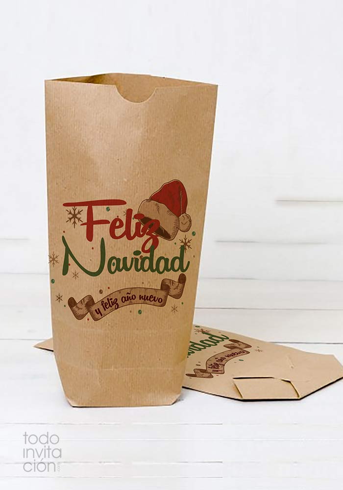 ▷BOLSA "FELIZ NAVIDAD (12x24 cm) - pack unid. -