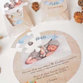 invitacion recordatorio de bautizo puzzle