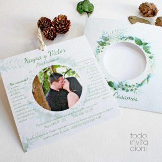 invitacion boda reciclado hojas foto