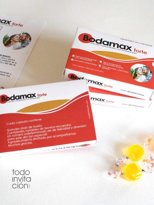 invitacion boda original medicamento bodamax