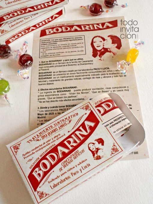 Invitacion de boda medicamento original divertida