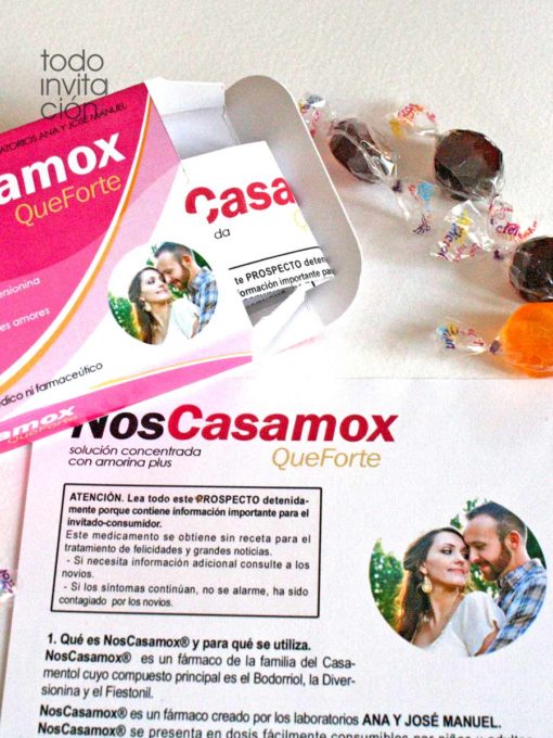 invitacion de boda caja medicamento noscasamox