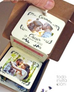 invitación boda caja de fotos