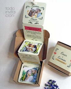 invitación boda caja de fotos