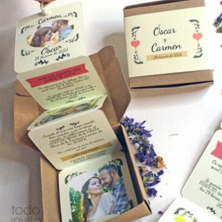 invitación boda caja de fotos