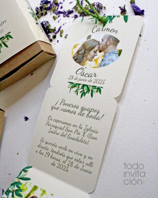 invitación boda caja de fotos