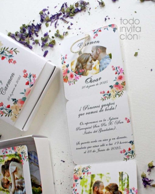 invitación boda caja de fotos