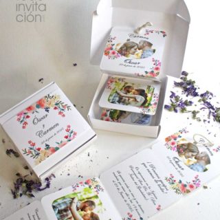 invitación boda caja de fotos