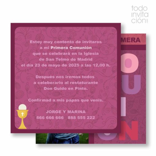 invitación de comunión moderna y original