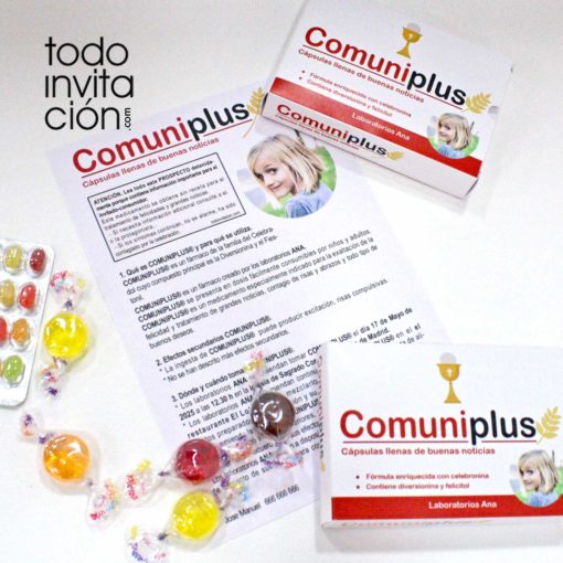 invitacion original comunion medicamento comuniplus