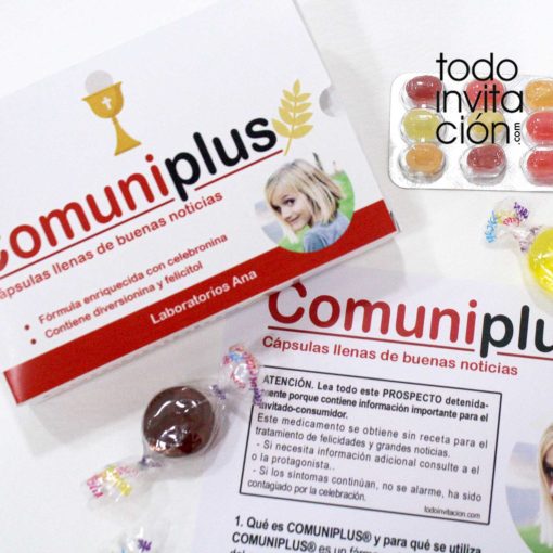 invitacion original comunion medicamento comuniplus