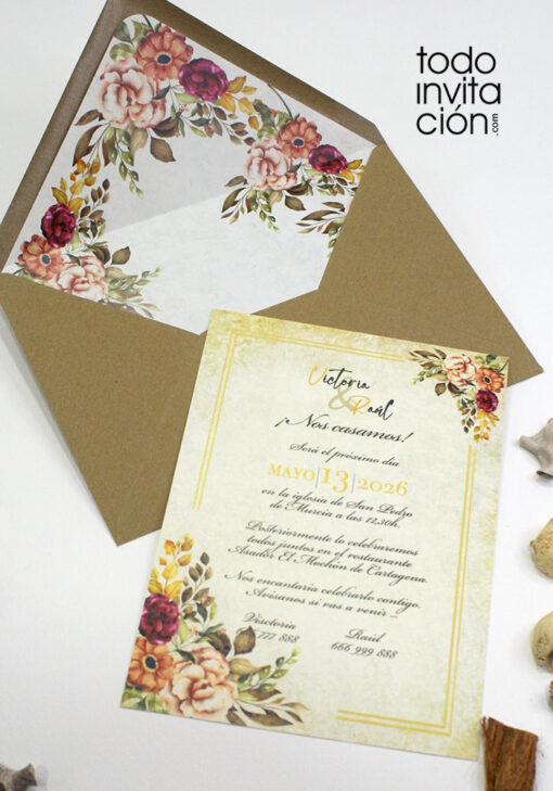 invitaciones de boda clasicas y florales