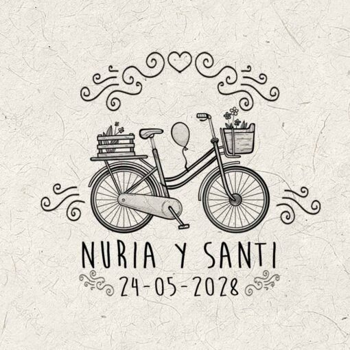 sello personalizado para bodas bicicleta